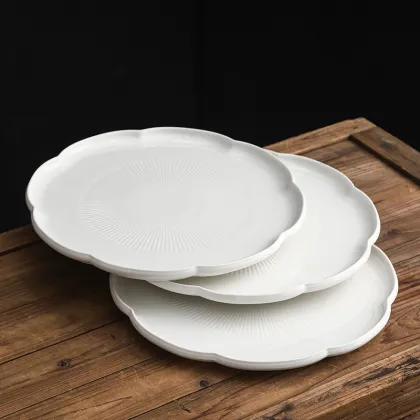 Nordic Eco-Friendly Pottery Dinnerware: Pure White Ceramic Enamel Plates