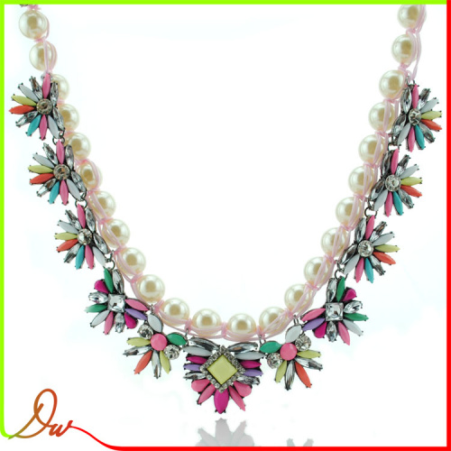 high quality simple design costume fashionable candy color pearl necklace designs