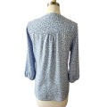 Floral Print Jacquard background Tassel Tied Blouse
