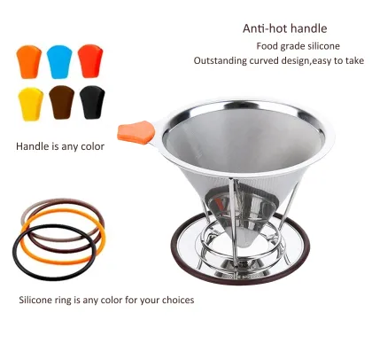 2020 Newest Hot sales worldwide Stainless Steel Coffee Filter Cone/Clever Coffee Dripper /Drip Coffee Maker with Holder