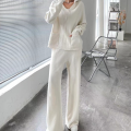 Top Wide Leg Pants Sweatsuit Set Women 2 Piece Knit Outfits Colorblock Manufactory