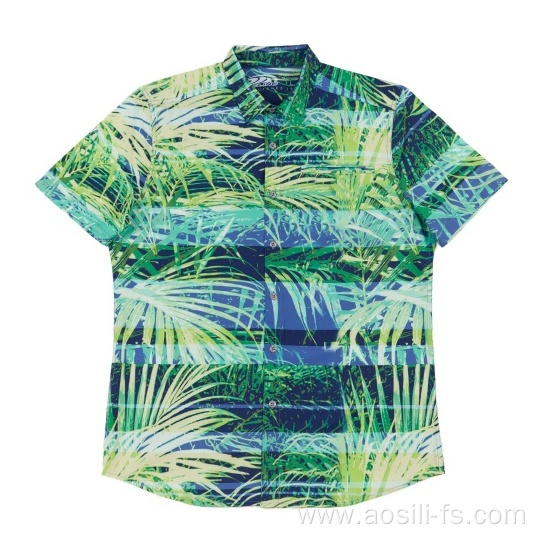 Custom Men's woven poly spandex shirt