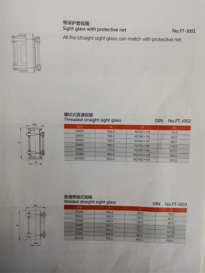 sanitary sight glass