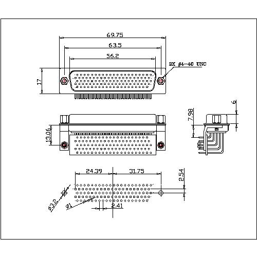 MHDR03-MXXXX 6 104PINS HIGHT DENSTIY MALE RIGHT ANGLE,MACHINE PIN 