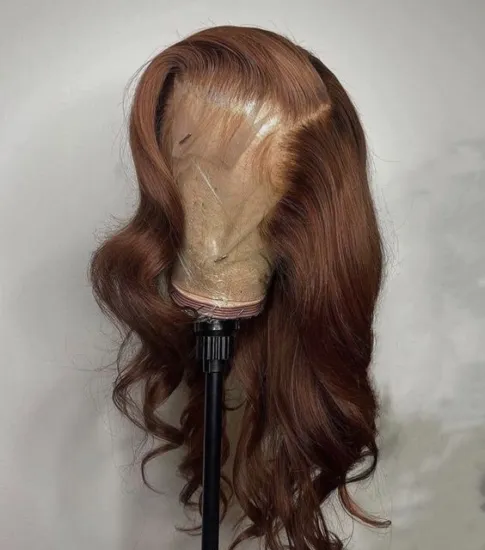 100%human hair highlighted wigs Color brown #30 #4 #33 150Density wig making supplies Brazilian 13x4Lace Front Ombre Wig