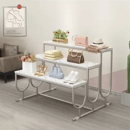 Chrome and Gold Clothing Display Racks for Boutique Shops