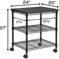 3 Tier Rolling Cart Printer Steel Shelves