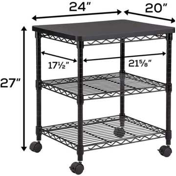 3 Tier Rolling Cart Printer Steel Shelves