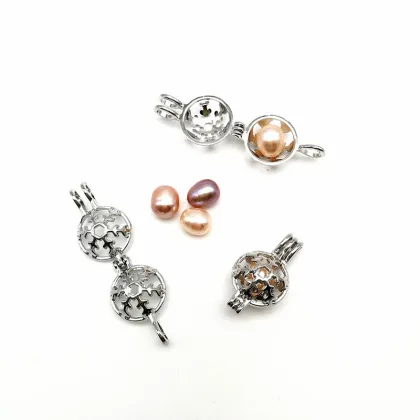 Snow Ball Hollow Pearl Pendant Necklace