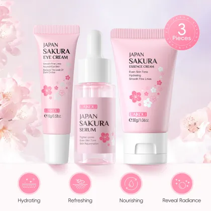 LAIKOU Sakura Facial Set: Moisturizing Skin Care for Fine Lines & Brightening