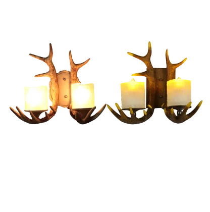 Vintage Indian Antler Wall Lamps: Resin Deer and Antler Lighting for Home Decor