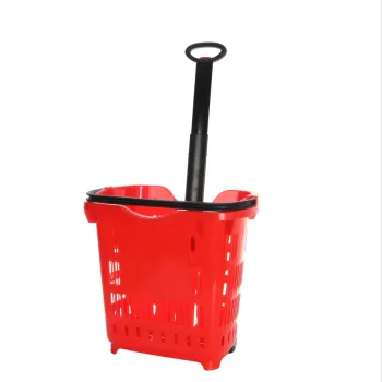 Retail Plastic Commercial Rolling Wheels Shopping Cart Trolleys with Handle