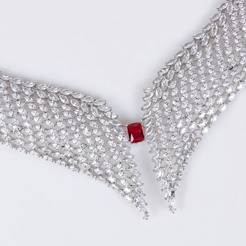 Wing Paved CZ Collar Bridal Set