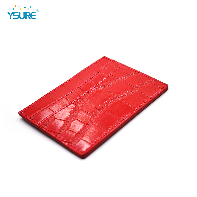 Slim RFID Blockering Crocodile Leather Card Holder