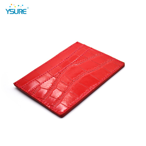 Slim Rfid Blocking Crocodile Leather Card Holder