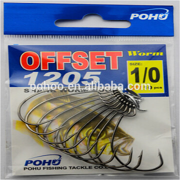 Offset shank worm fish hook