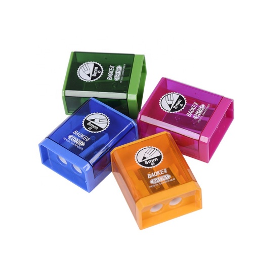 1pc 2 lubang Manual Sharpeners Pencen Plastik