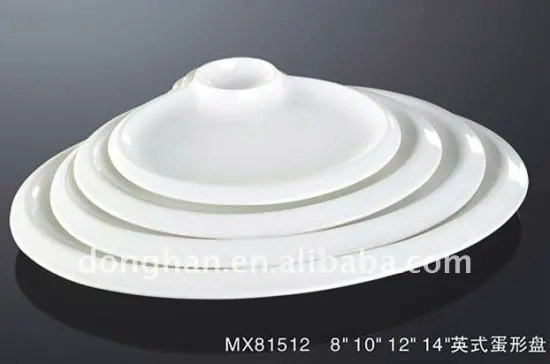 12 inch white porcelain British egg plate