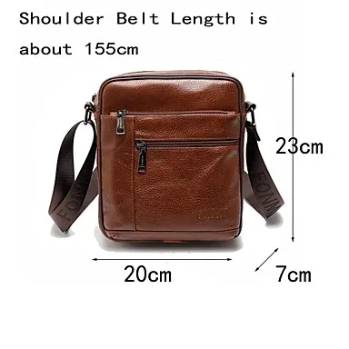 Mens Zipper Cowhide Crossbody Bag Fashion Shoulder Leather Bag For Men Daily Pack