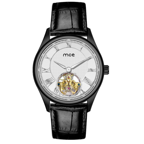 Custom logo stainless steel mechanical skeleton man watch