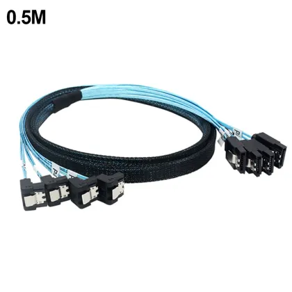 90 Degrees SATA 3.0 Mini SAS Cable 6Gbps 4 SATA to 4 SATA 7 Pin SSD Data Cable