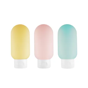 50ml 100ml refillable flip top cap silicone squeeze travel bottle portable