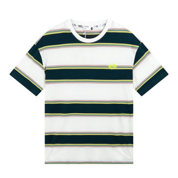 High Quality Men's T-Shirt: G-SDQL Casual O-Neck Puff Printing Logo Custom Design Striped Short Sleeve Cotton Shirt