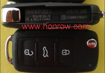 New model VW 3 button remote key Model Number is 5KO-959-753-J 5KO-837-202-J 434MHZ