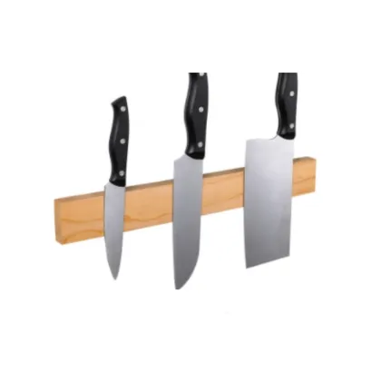 Custom Hevea Acacia Wooden Magnetic Knife Block Holder Rack