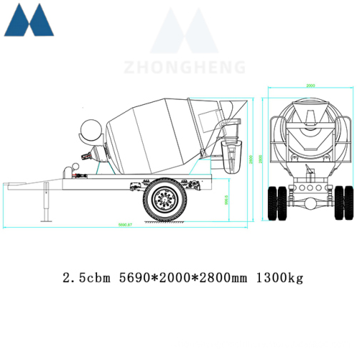 2.5 Cubic Meter Self-Mixing Concrete Tank with Trailer - Good Price Concrete Mixing Machine
