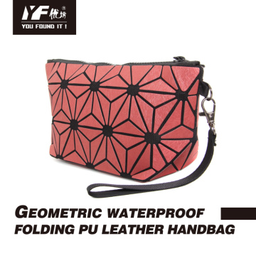 Geometric waterproof folding PU leather evening clutch bags