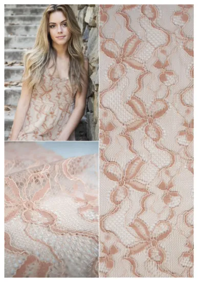 Rayon Cotton Printed Pink Lace Embroidery Dress Fabrics