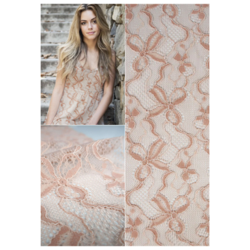 Rayon Cotton Printed Pink Lace Embroidery Dress Fabrics