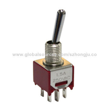 Miniature toggle switches, 15A, 50,000 cycles electrical lifespan