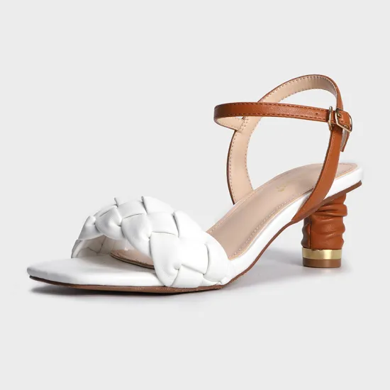 2021 knitted strap square toe round heel sandals