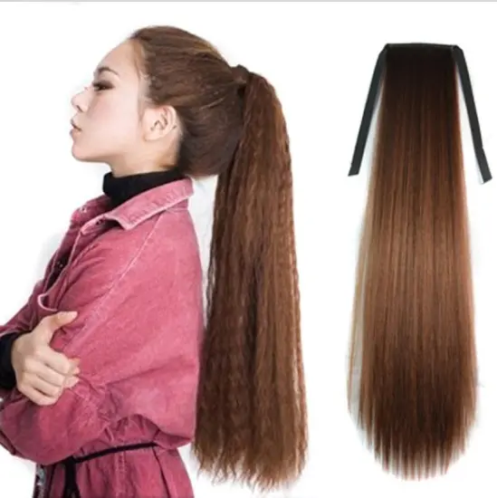 hot sale synthetic yaki straight drawstring ponytail, medium length kinki straight hair drawstring ponytail