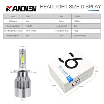 Factory Wholesale Waterproof IP67 LED Headlight 12V 36W 3800LM for Cars (C6 H1 H11 H3 880 9007 9004)