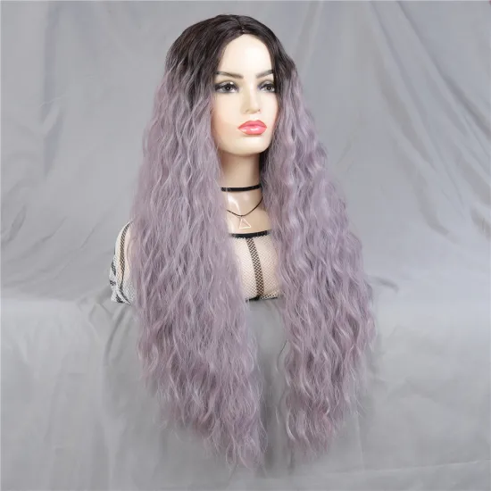 X-TRESS Fashion Long Synthetic Hair Dark Blue Wig Deep Wave  hair wigs Heat Resistant Hairstyle  synthetic hair wig for Women