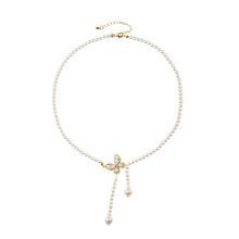 Butterfly Pearl Beads Necklace 18k Gold Plated Fashion
