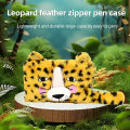 Modèle léopard de broderie en peluche 3D Sac à stylo mignon pour enfants