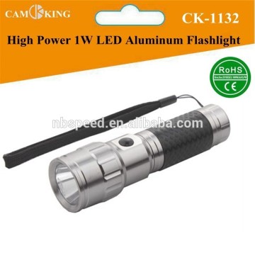 High Power 1W LED aluminum flashlight with rubber handle
