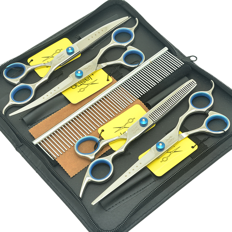 Cheaper 7.0 Inch 4Pcs/Set JP440C Jason Pet Grooming Scissors Silver Dog Shears Big Straight &Thinning&Curved Scissors LZS0639