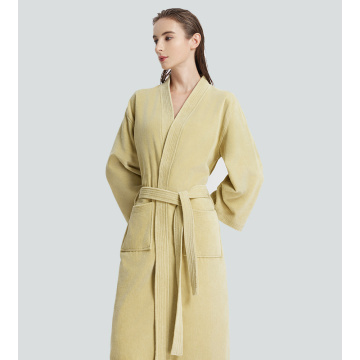 Cotton Cut Velvet Kimono Collar Bathrobe