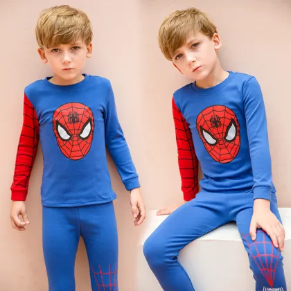 Cartoon printed spiderman pajamas soft toddler boys clothing pants sets kids pajamas