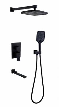 MILANO Shower System with Waterfall Tub Spout-12 Inches Rain Shower Tub Faucet Set with Square Showerhead and Handhle
