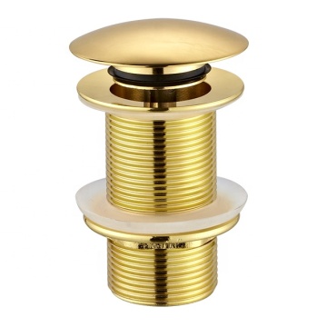 ND519 Modern Golden Bathroom Unslotted Brass Pop-Up Basin Waste