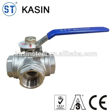 Stainless steel three way threaded ball valve