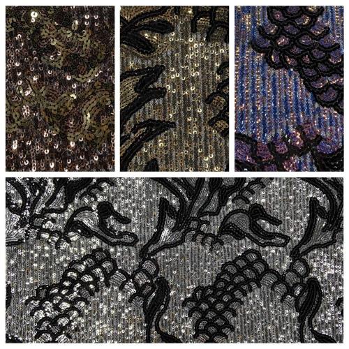 Shinny Sequin Embroidery On Poly Mesh Fabric