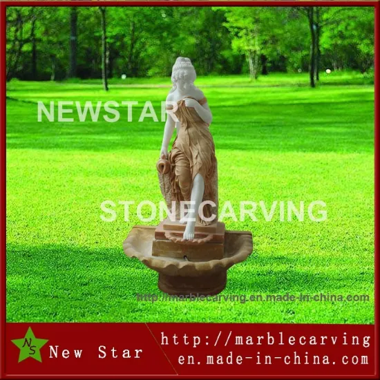 Beautiful Girl Wall Fountain Multi Color Stone Carving NSF046
