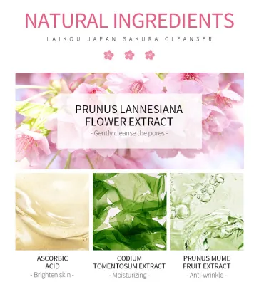 LAIKOU 50g Natural Organic Face Skin Care Facial Wash - Deep Cleansing & Moisturizing Japan Sakura Cleanser